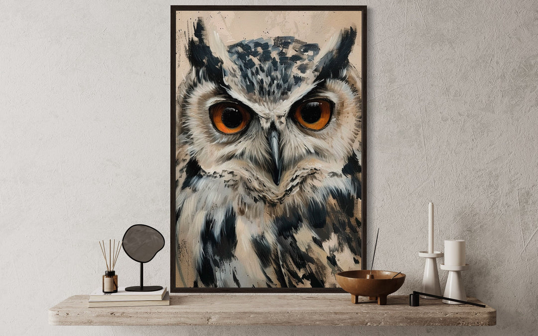 Big Owl Canvas Wall Art close up