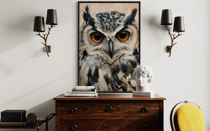 Big Owl Canvas Wall Art in modern home