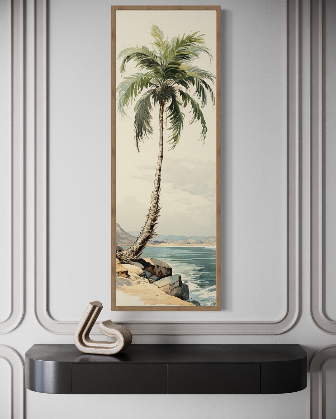 Tall Palm Tree On The Beach Tropical Vertical Wall Art