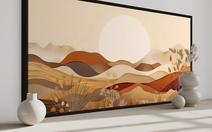Boho Desert Landscape Neutral Earth Tones Wall Art side view