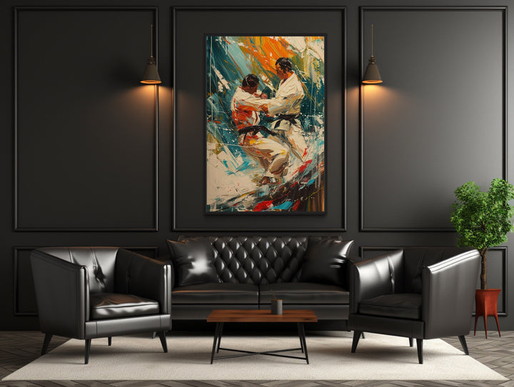 Martial Arts Wall Art, MMA Match Abstract Painting on the wall