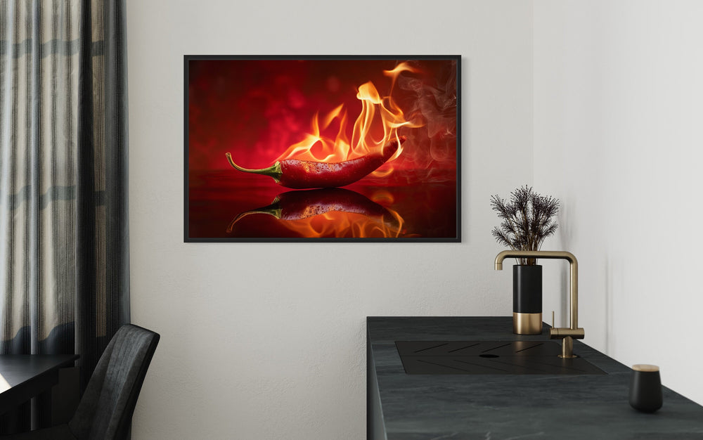 Red Flaming Chili Pepper Kitchen Wall Decor in the kitchen