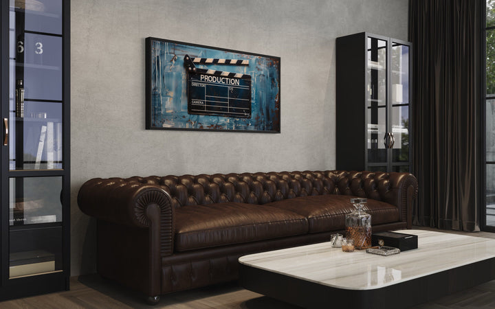 Film Clapper Canvas Wall Art in home theater