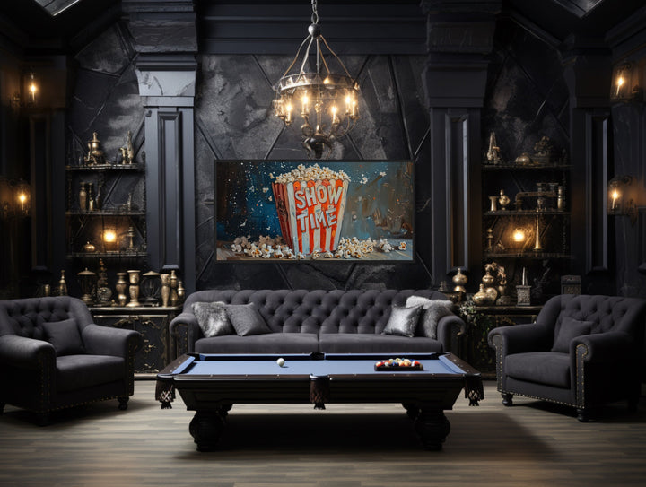 Popcorn Painting Canvas Wall Art in man cave