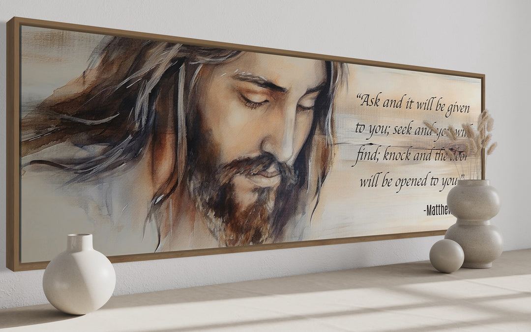 Scripture Wall Art Ask And It Will Be Given Horizontal Canvas side view