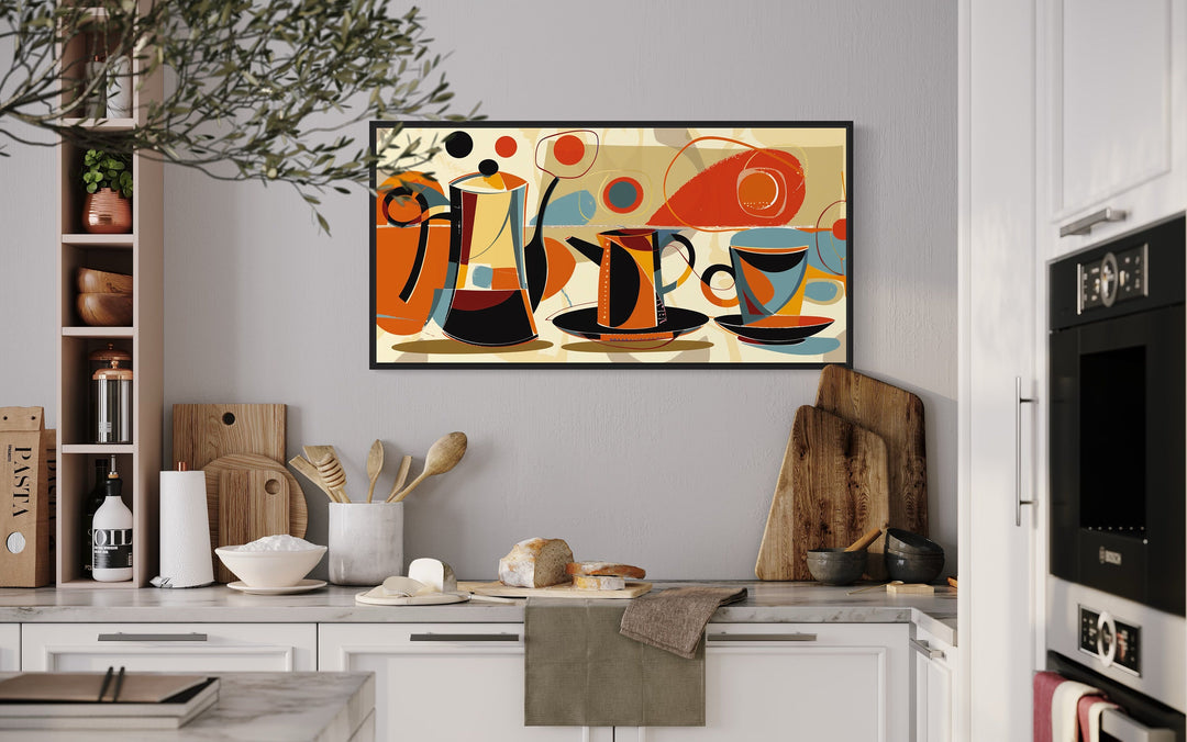 Coffee Pot And Cups Kitchen Wall Art
