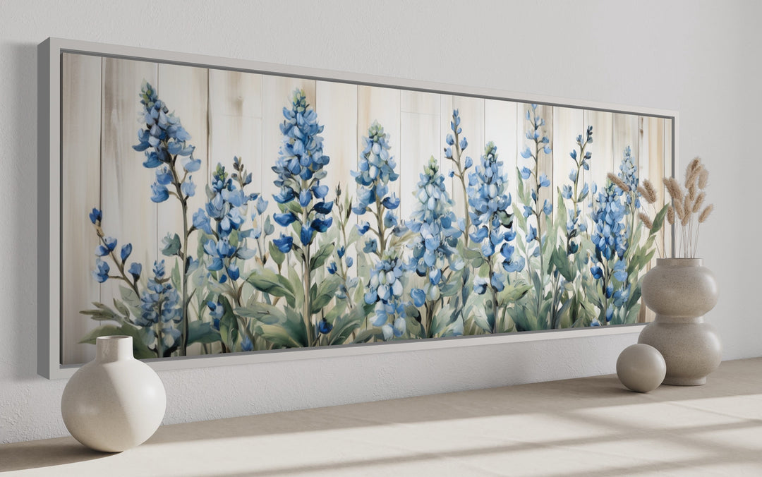 Blue Wildflowers Above Bed Horizontal Wall Decor side view