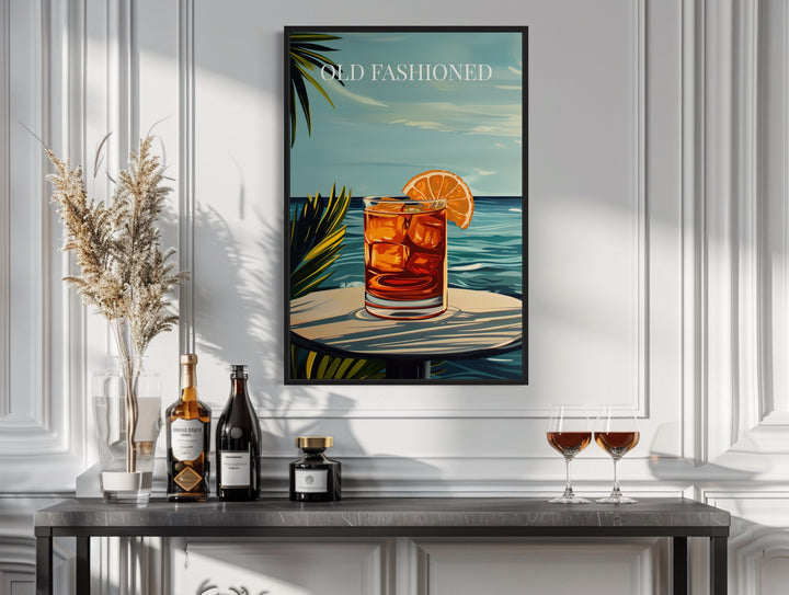 Old Fashioned Cocktail On The Beach Art Print