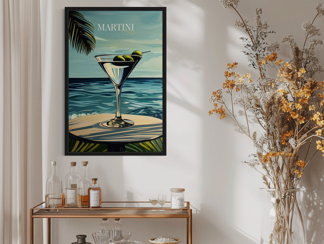 Martini Cocktail On The Beach Art Print bar cart wall art