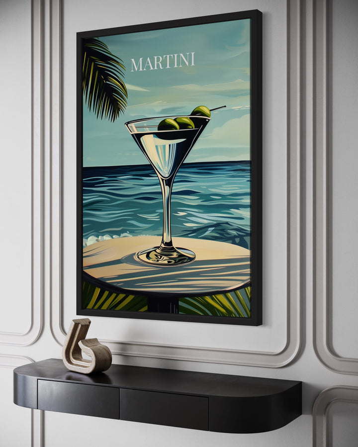 Martini Cocktail On The Beach Art Print side view