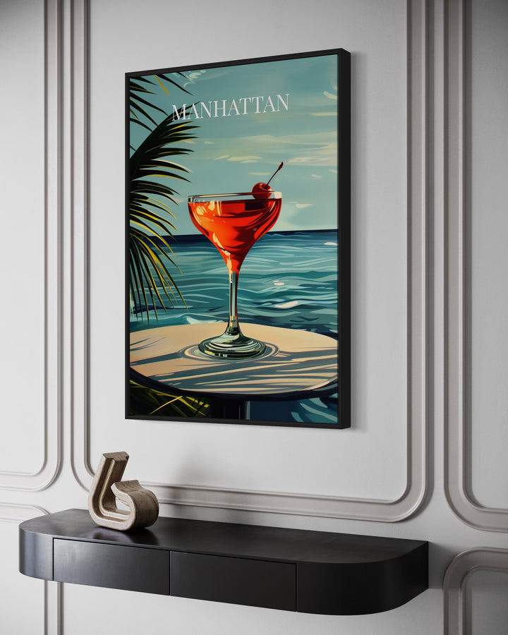 Manhattan Cocktail On The Beach Art Print side view