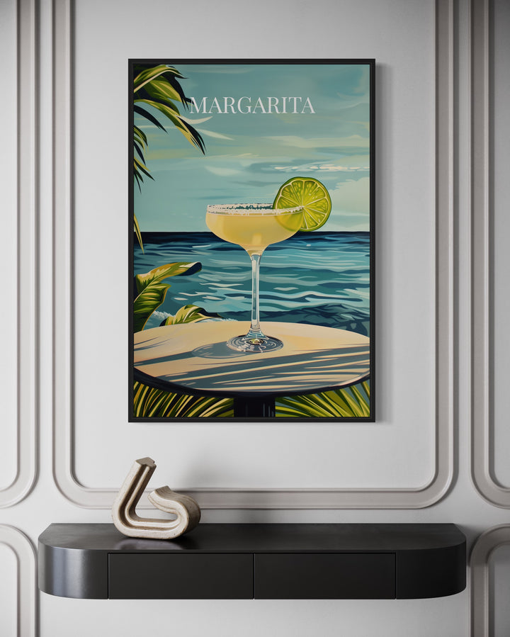 Margarita Cocktail On The Beach Art Print close up