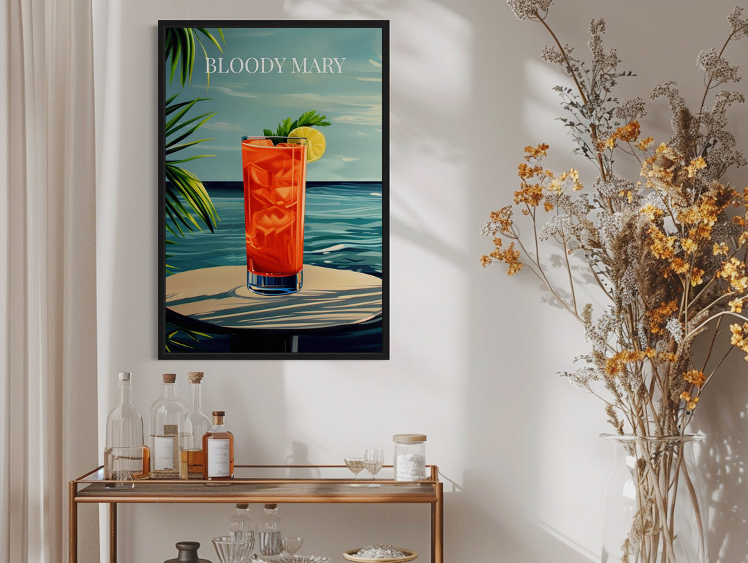 Bloody Mary Cocktail Art Print in a bar room