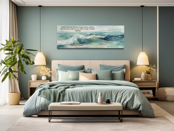 Scripture Wall Art Mightier Than The Waves Horizontal Canvas