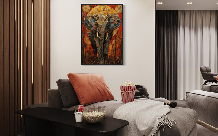 Abstract Elephant African Canvas Wall Art in man cave