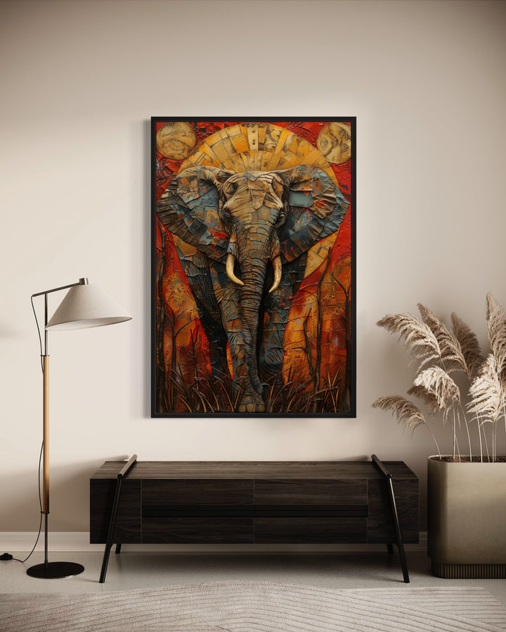 Abstract Elephant African Canvas Wall Art in the hall