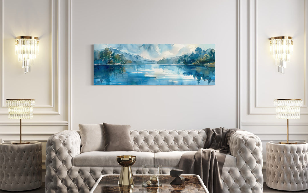 Blue Lake Landscape Horizontal wall art above couch