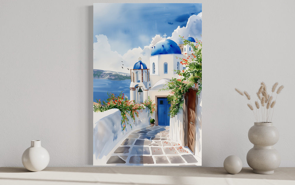 Santorini Greece Travel Poster Or Canvas Wall Art close up