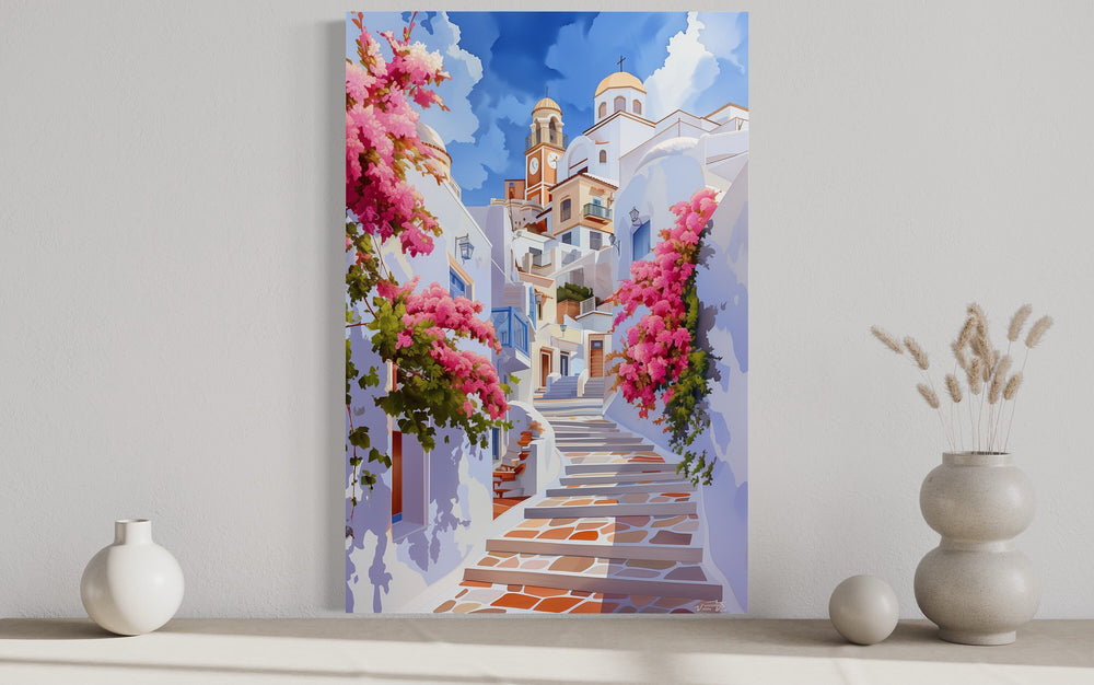 Ibiza Old Town Watercolor Poster Or Canvas Wall Art close up