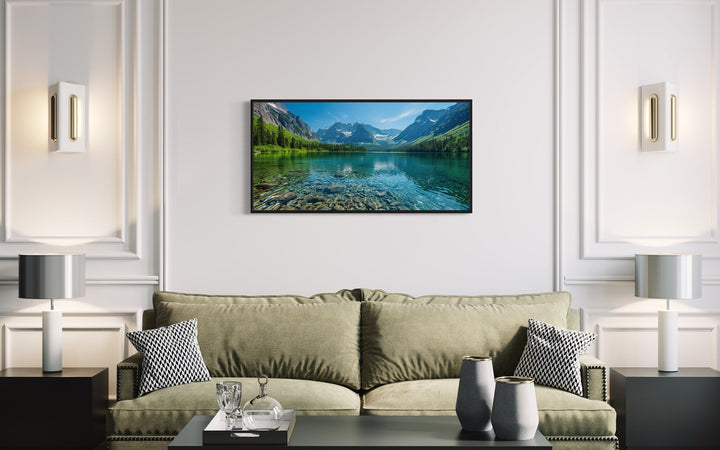 Glacier National Park Montana Landscape Framed Canvas Wall Art in living room
