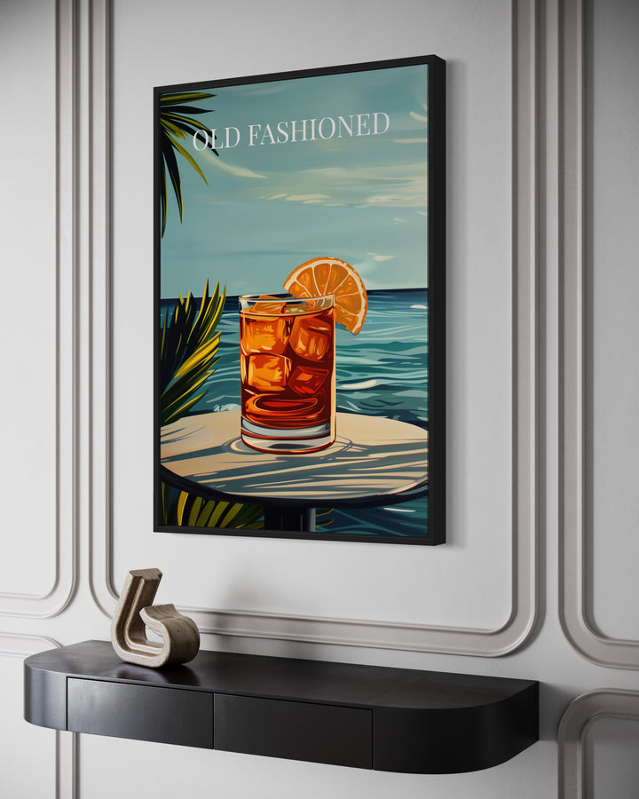 Old Fashioned Cocktail On The Beach Art Print side view