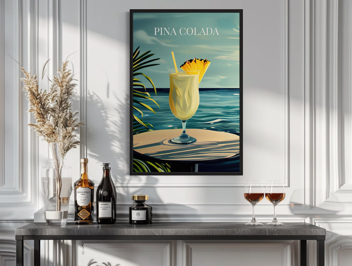 Pina Colada Cocktail On The Beach Bar Cart Wall Art