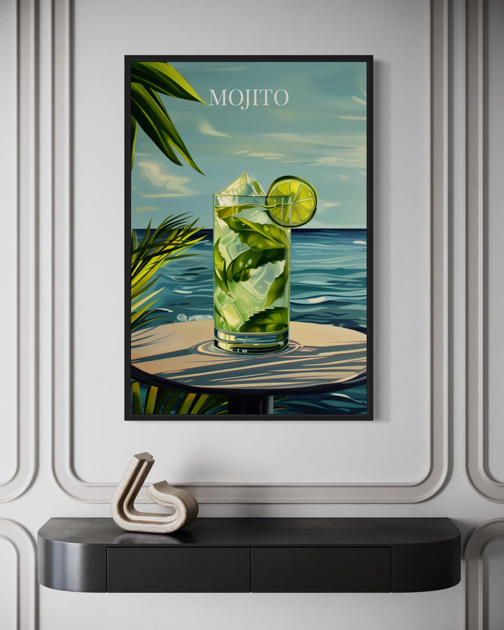 Mojito Cocktail On The Beach Art Print close up