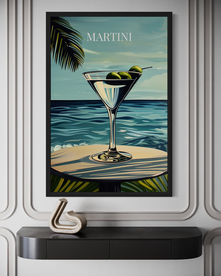 Martini Cocktail On The Beach Art Print close up
