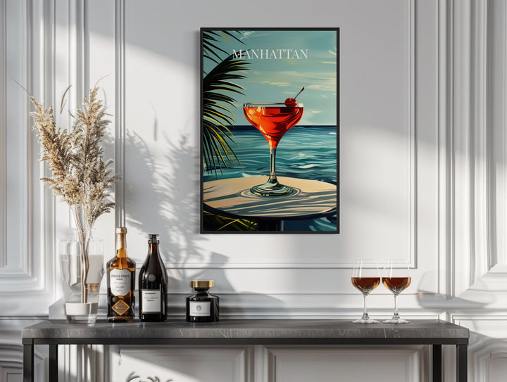 Manhattan Cocktail On The Beach Art Print
