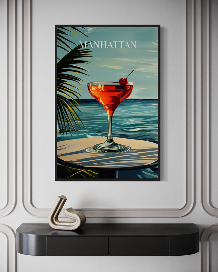 Manhattan Cocktail On The Beach Art Print close up