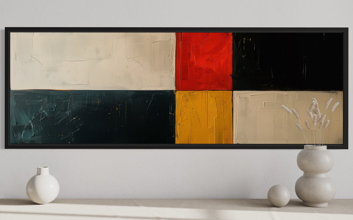 Black Red Gold Geometric Modern Horizontal Wall Art close up