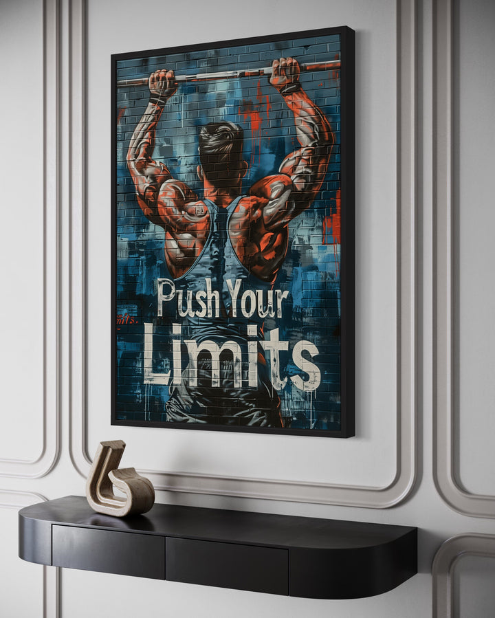 Muscular Man Pushing Limits Fitness Motivation Gym Wall Art side view