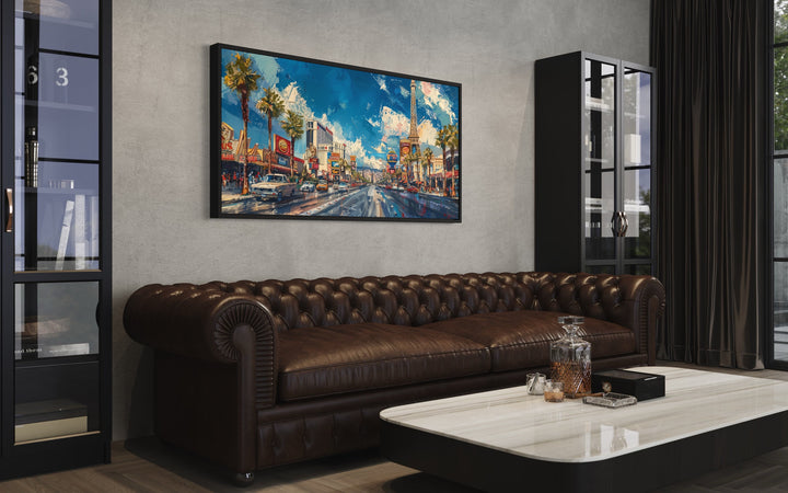 Las Vegas Strip Impressionist Painting Canvas Wall Art in man cave