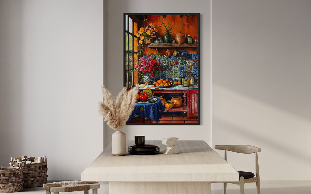 Colorful Mexican Kitchen Canvas Wall Art in dinging room