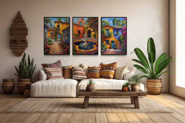 Set Of Three Colorful Mexican Wall Art