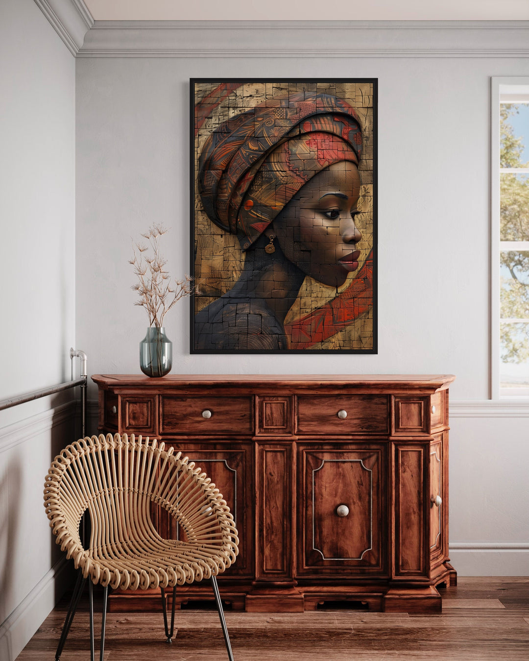 Beautiful African Woman Canvas Wall Art in bedroom