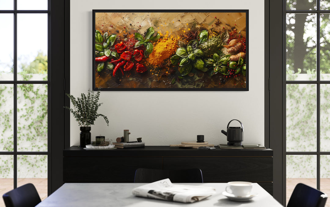 Spices And Herbs Modern Abstract Framed Kitchen Wall Art