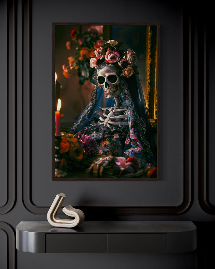 Skeleton Bride With Flowers Gothic Wall Decor