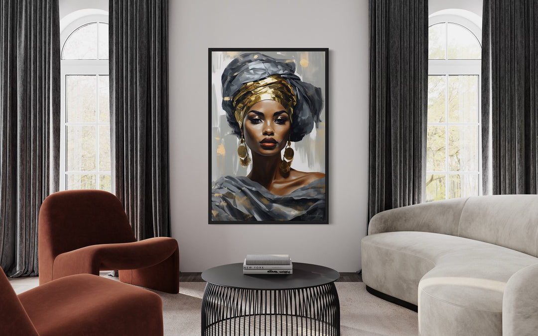 Beautiful Black Woman In Silver And Gold Canvas Wall Art