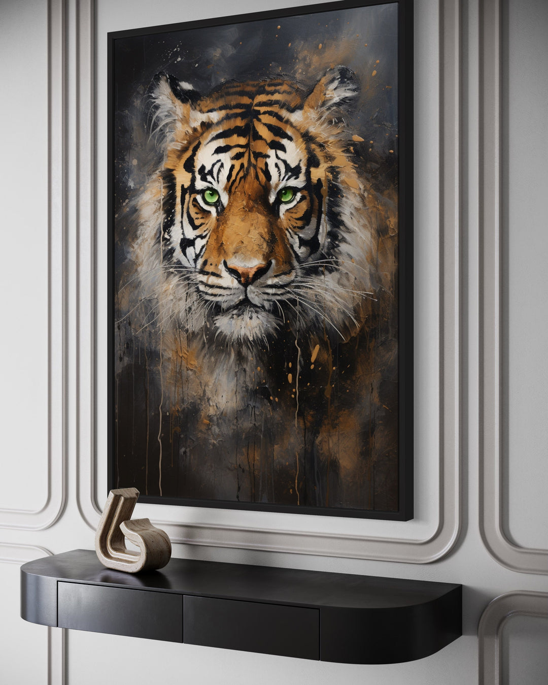 Colorful Tiger Abstract Graffiti Framed Canvas Wall Art side view