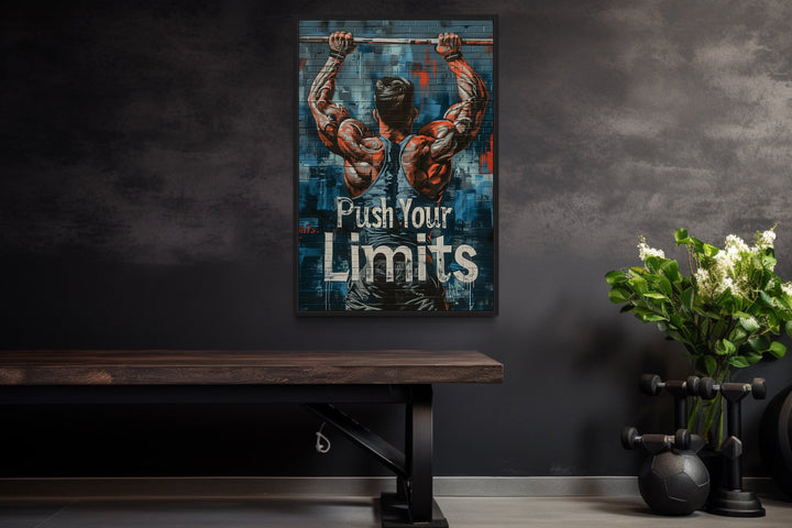 Muscular Man Pushing Limits Fitness Motivation Gym Wall Art