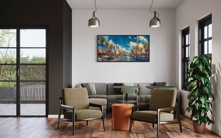 Las Vegas Strip Painting Canvas Wall Art in the office