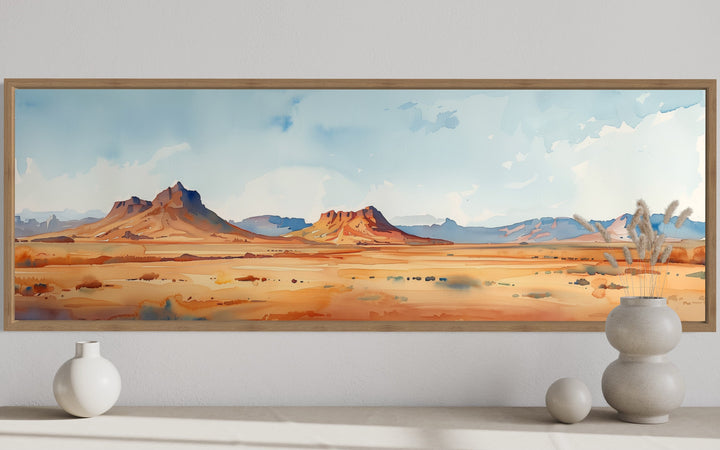 Arizona Desert Landscape Minimalist Horizontal Framed Canvas Wall Art close up