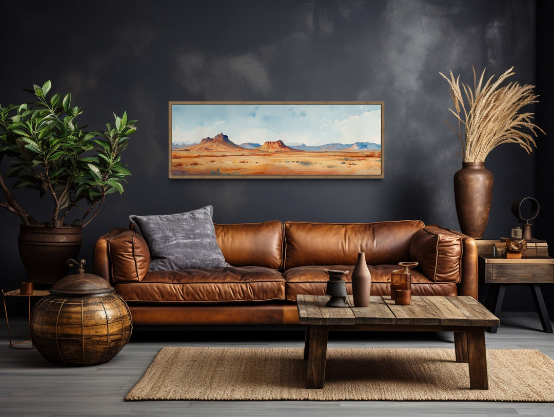 Arizona Desert Landscape Minimalist Horizontal Framed Canvas Wall Art