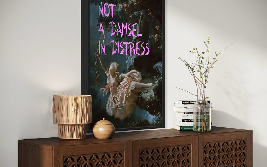 Not A Damsel In Distress Feminist Wall Art side view