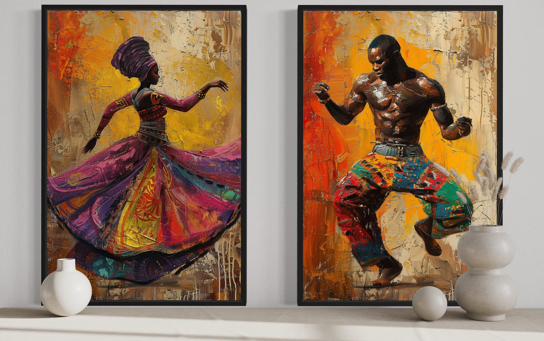 african dance canvas art close up view