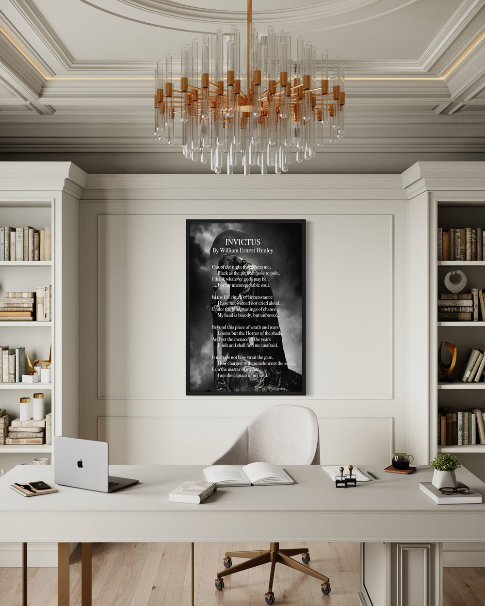 Invictus Poem By William Ernest Henley Framed Canvas Wall Art in the office