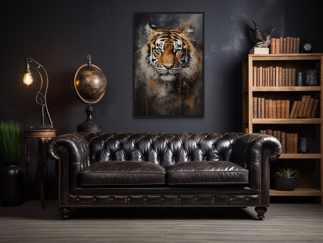 Colorful Tiger Abstract Graffiti Framed Canvas Wall Art