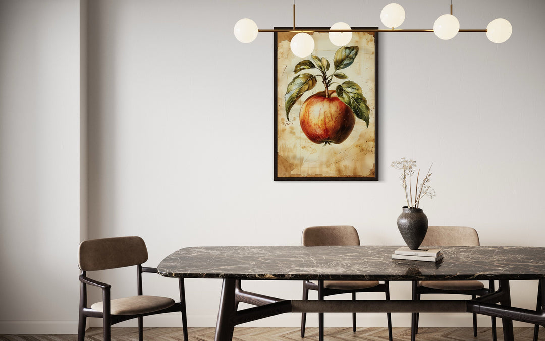Vintage Apple Painting Framed Canvas Wall Art in the kitchen
