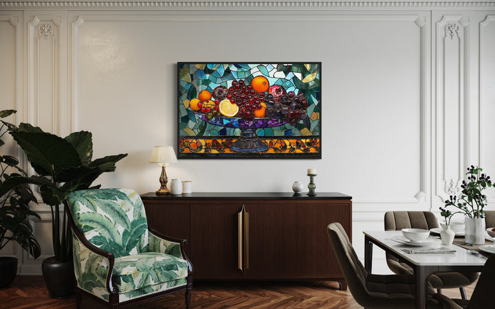 Fruit Vase Stained Glass Style Modern Dining Room Wall Art in dining room